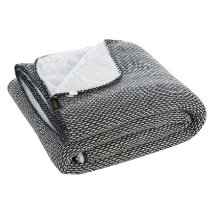 Deka PANDA vyrobená z magicky jemnej ovečky a látky pripomínajúcej sveter, čierna